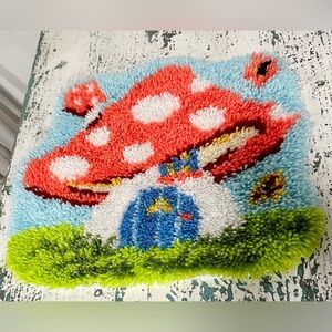 Colorful Mushroom latch hook Rug or wall decor